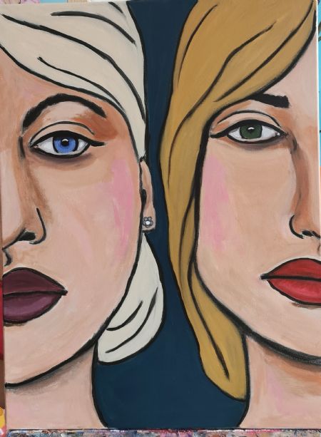 Akryl maleri Friends 1 af Jeannette Pia Pallesgaard Pedersen malet i 2026