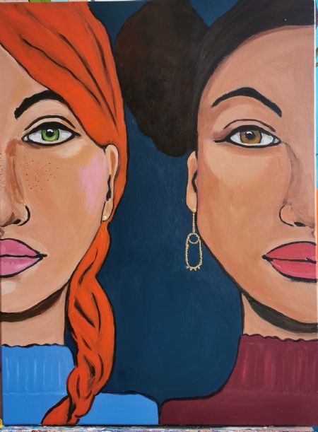 Akryl maleri Friends 2 af Jeannette Pia Pallesgaard Pedersen malet i 2026