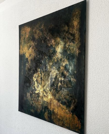 Akryl maleri Emerald Eclipse af Sille Nielsen malet i 2024