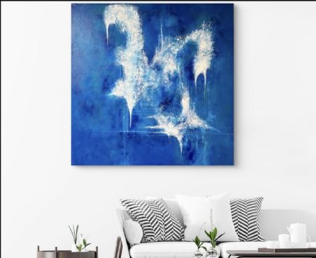 Akryl maleri Blue grace af Sille Nielsen malet i 2024