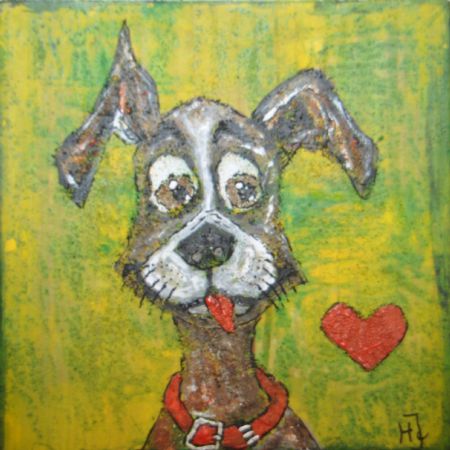 Blandede medier maleri Træklods 419 af Helle Jensen malet i 