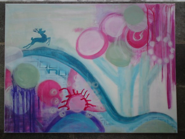  maleri wonderland af Henriette Jensen malet i 2009