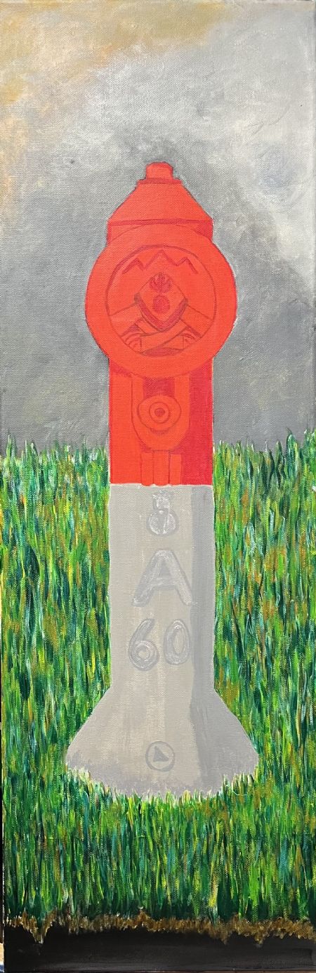 Akryl maleri Venter på alarmen af Susse Nøhr Mastrup malet i 2026