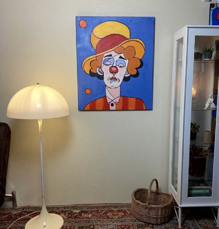 Akryl maleri Den triste klovn af Thomas Jakobsen malet i 2026