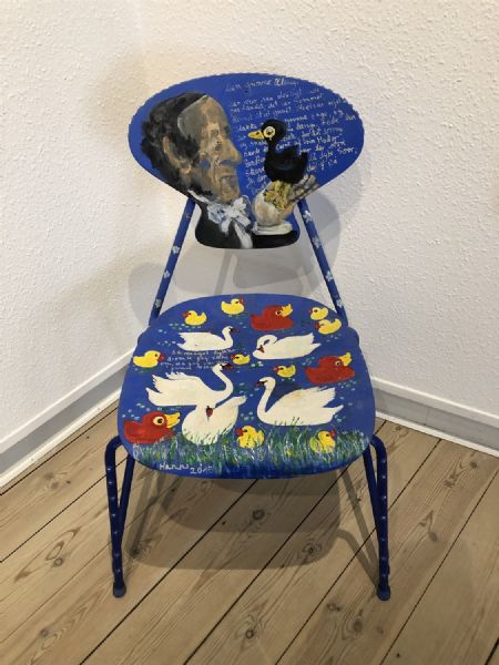 Akryl maleri Hc andersen og ællingen af Hannelore Rossenell malet i 2015