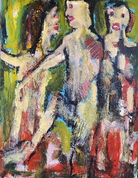 Akryl maleri Blodmåne. af Henrik Diget Thomsen malet i 2025