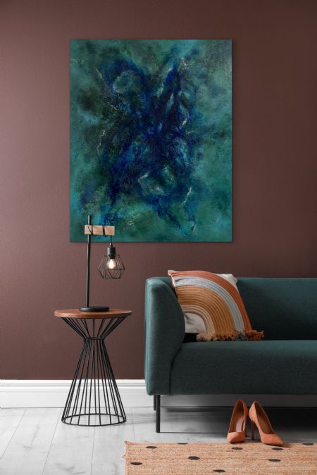 Akryl maleri Beneath the surface af Sille Nielsen malet i 2026