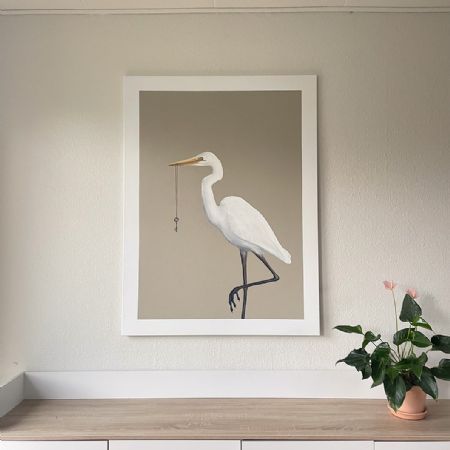 Akryl maleri Hejren med Nøglen af Stuhro malet i 2025