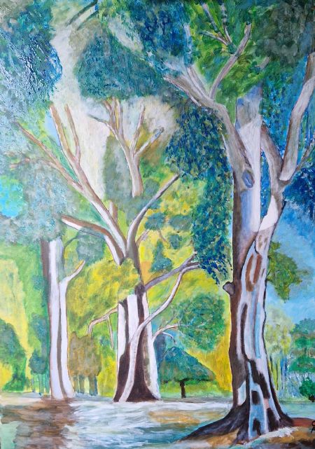 Akryl maleri Fantasyskov af Sadedin Asanovski malet i 2026