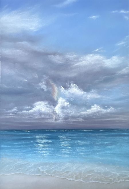 Blandede medier maleri Ved havet af Galina Landbo malet i 