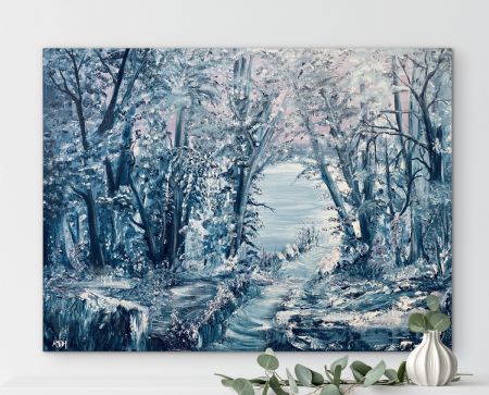 Akryl maleri Winter in the Fields af Anette Thorup Hansen (ATH) malet i 2023