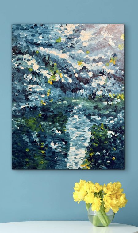 Akryl maleri Relaxing by the River af Anette Thorup Hansen (ATH) malet i 2026