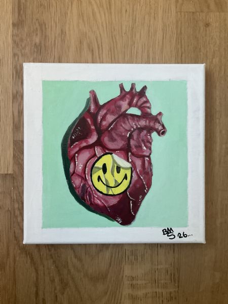 Akryl maleri Et smilende hjerte af Benjamin Mastrup malet i 2026