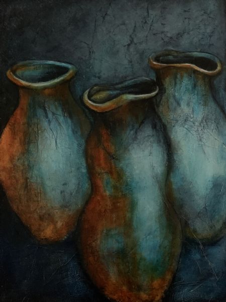 Akryl maleri Krukker 3 af Gudrun Anette Andersen malet i 2026