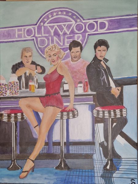 Akryl maleri Hollywood Diner af Sadedin Asanovski malet i 2026