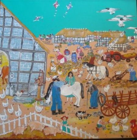 Akryl maleri Høsten er  i laden af Hannelore Rossenell malet i 1915