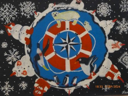  maleri Brennpunkt Grønland af Hannelore Rossenell malet i 2024