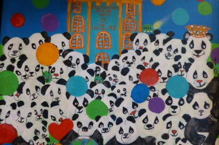 Akryl maleri Pandemien af Hannelore Rossenell malet i 2022