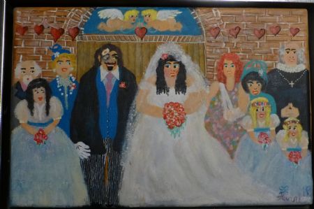 Akryl maleri Endelig gift af Hannelore Rossenell malet i 2023