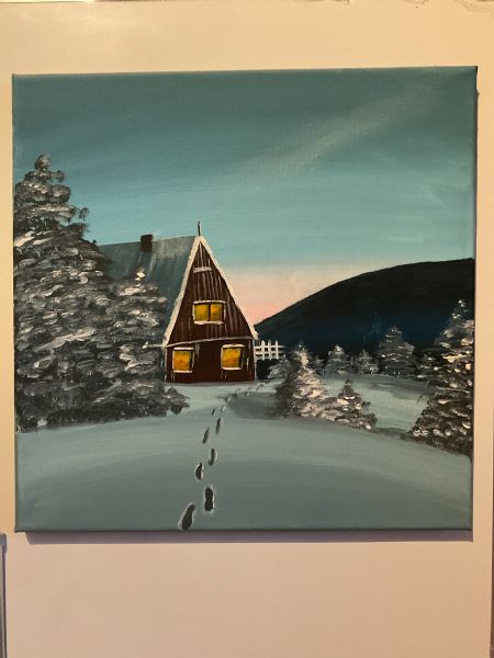 Akryl maleri Vinterlandskab af Andreea Anamaria malet i 2024