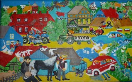  maleri Liv i gamle dage af Hanni Rossenell malet i 2021