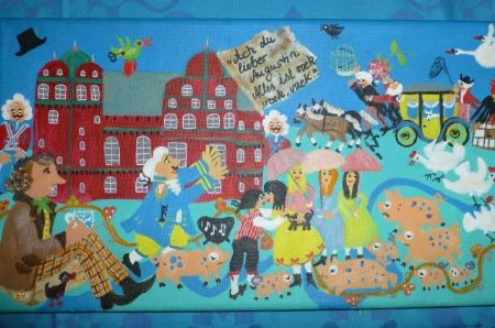 Akryl maleri H.c. Andersen tænker og skriver af Hanni Rossenell malet i 2023