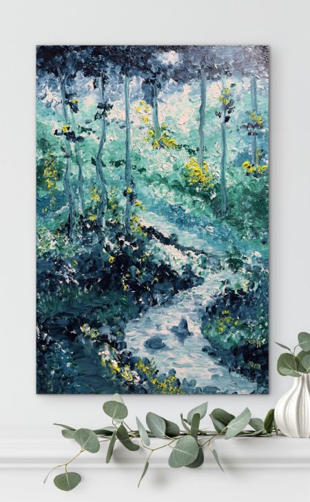 Akryl maleri Forår af Anette Thorup Hansen (ATH) malet i 2026