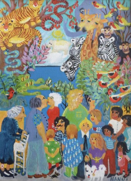 Akryl maleri Uddødende racer af Hanni Rossenell malet i 2023