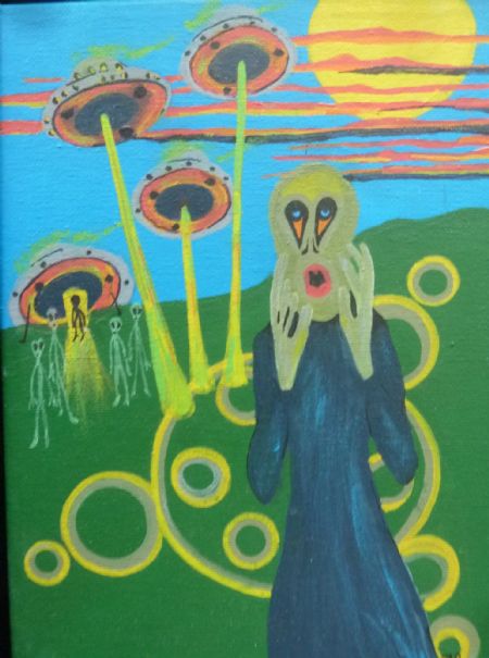 Akryl maleri Vi er ikke alene af Hanni Rossenell malet i 2023