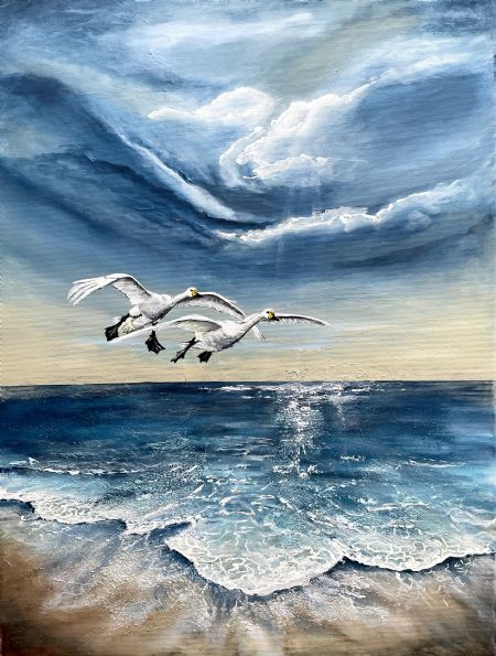 Akryl maleri En fælles beslutning af Vibeke Findshøj malet i 2026