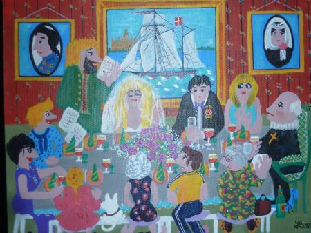 Akryl maleri Bryllupstale af Hanni Rossenell malet i 2025