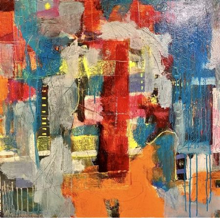 Akryl maleri Abstraktion. af Henrik Diget Thomsen malet i 2023