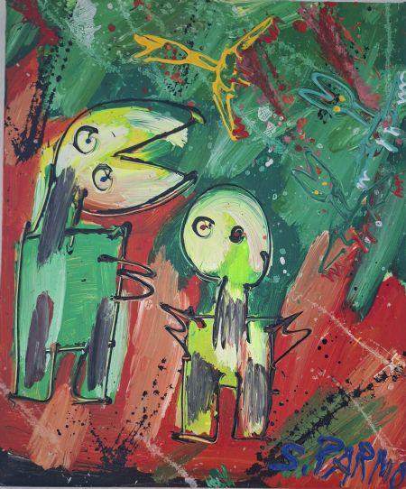 Akryl maleri Søren Parmo af Kirsten Rasmussen malet i 2008