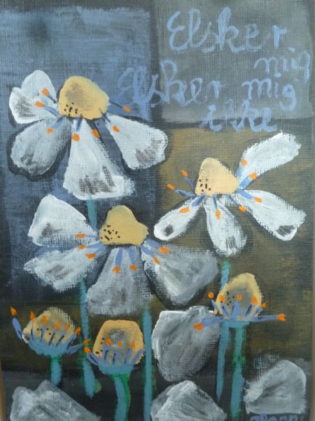 Akryl maleri Elsker mig...ikke af Hanni Rossenell malet i 2025