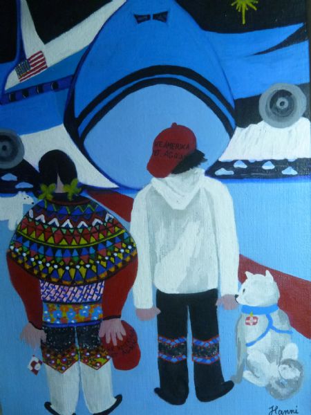 Akryl maleri Igen besøg i Grønland af Hanni Rossenell malet i 2025