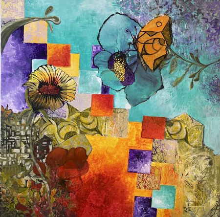 Akryl maleri Mod lys af Bettina Svejsø malet i 2026