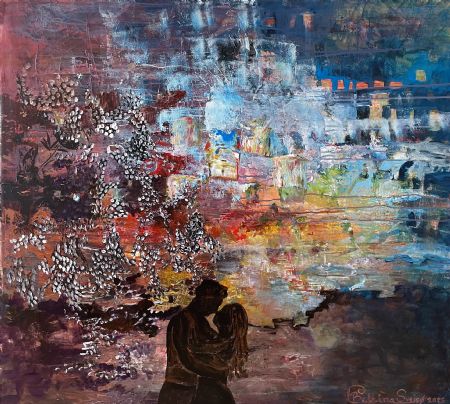 Akryl maleri Aurora af Bettina Svejsø malet i 2026