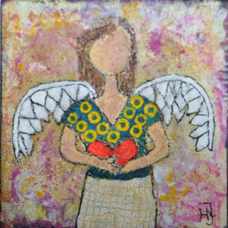 Blandede medier maleri Træklods 431. www.Galleri-HJ.dk af Helle Jensen malet i 