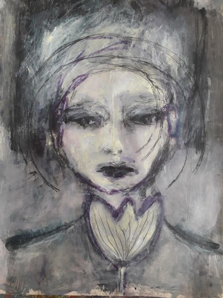 Akryl maleri Tulipanen er min af Lili Hollesen malet i 2026