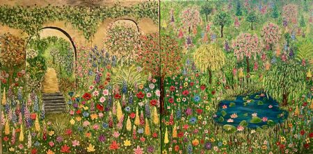 Akryl maleri Men hemmelige have 2 af Lisbeth Storgaard malet i 2026