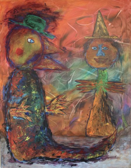 Akryl maleri “Peptalk” af Ove Hansen malet i 2026