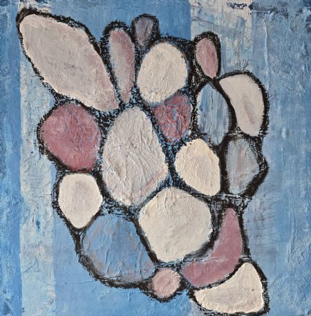 Akryl maleri Popkornhjerner 2 af Freja Ludvigsen malet i 2026