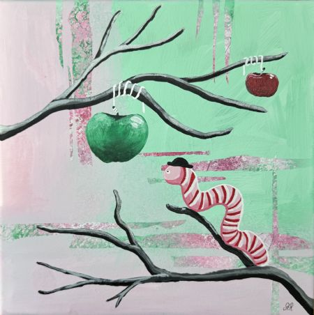 Akryl maleri “Happy Duts rejse” af Alexia Røper malet i 2026