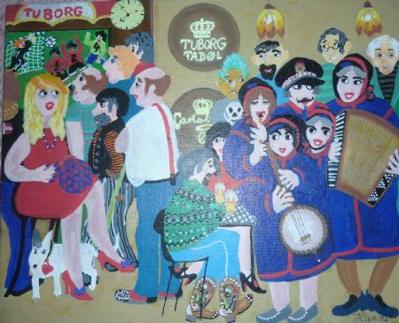 Akryl maleri Hvem vinder af Hanni Rossenell malet i 2026