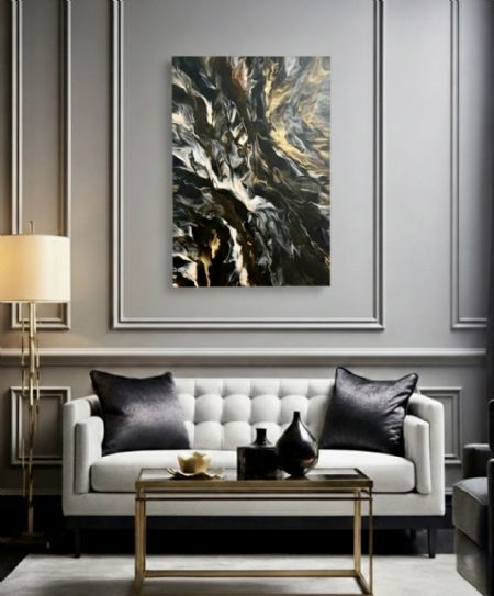 Akryl maleri Midnight Marble af Rola Keblawi malet i 2026