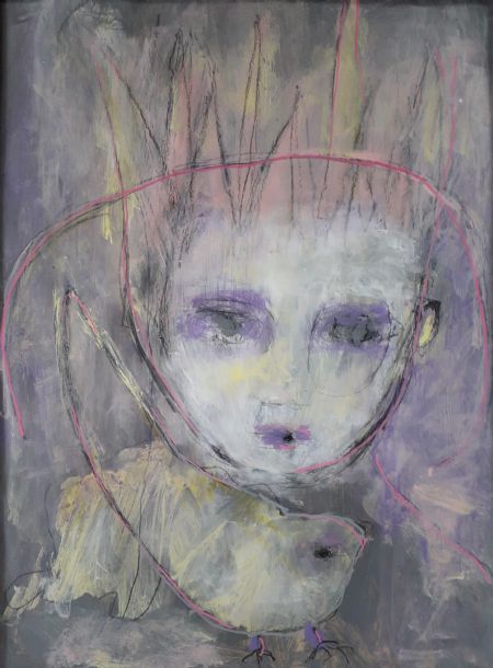 Akryl maleri The yellow is mine af Lili Hollesen malet i 2026