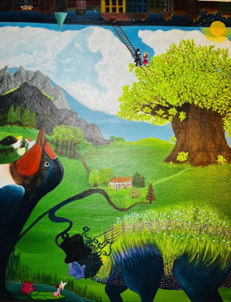 Akryl maleri HC din gamle dino af Anne Charlotte Ahlberg malet i 2026