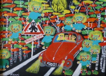 Akryl maleri På vej af Hanni Rossenell malet i 2010