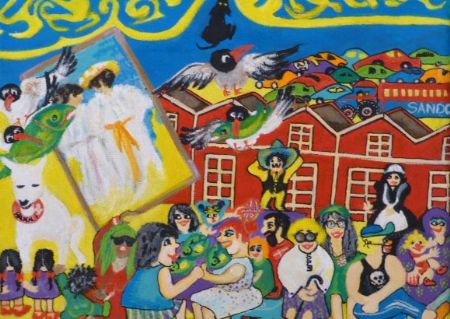 Akryl maleri Skagen liv af Hanni Rossenell malet i 2019