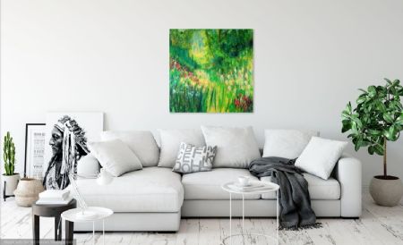 Akryl maleri 'Forår og Tulipaner' af Aase Lind malet i 